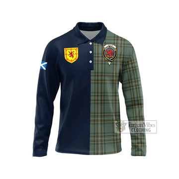 Tartan Vibes Clothing Kelly Dress Tartan Long Sleeve Polo Shirt with Scottish Lion Royal Arm Half Style