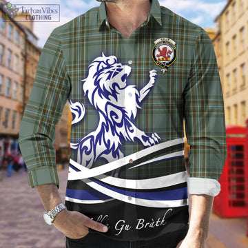 Kelly Dress Tartan Long Sleeve Button Up Shirt with Alba Gu Brath Regal Lion Emblem