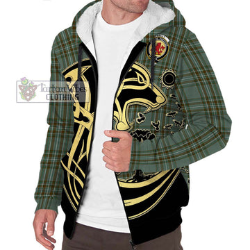 Kelly Tartan Sherpa Hoodie with Family Crest Celtic Wolf Style Unisex S - Tartan Vibes Clothing