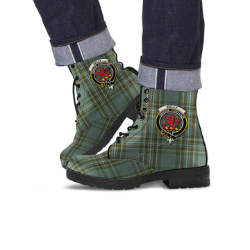 Kelly Dress Tartan Leather Boots with Family Crest