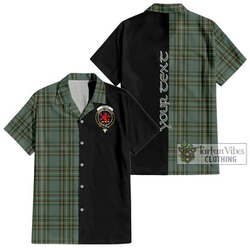 Kelly Tartan Short Sleeve Button Shirt with Family Crest and Half Of Me Style Kid - Tartanvibesclothing Shop