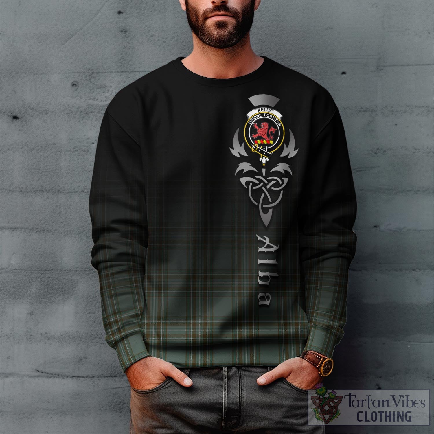 Tartan Vibes Clothing Kelly Dress Tartan Sweatshirt Featuring Alba Gu Brath Family Crest Celtic Inspired