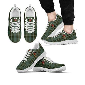 Kelly Tartan Sneakers with Family Crest Kid's Sneakers - Tartan Vibes Clothing