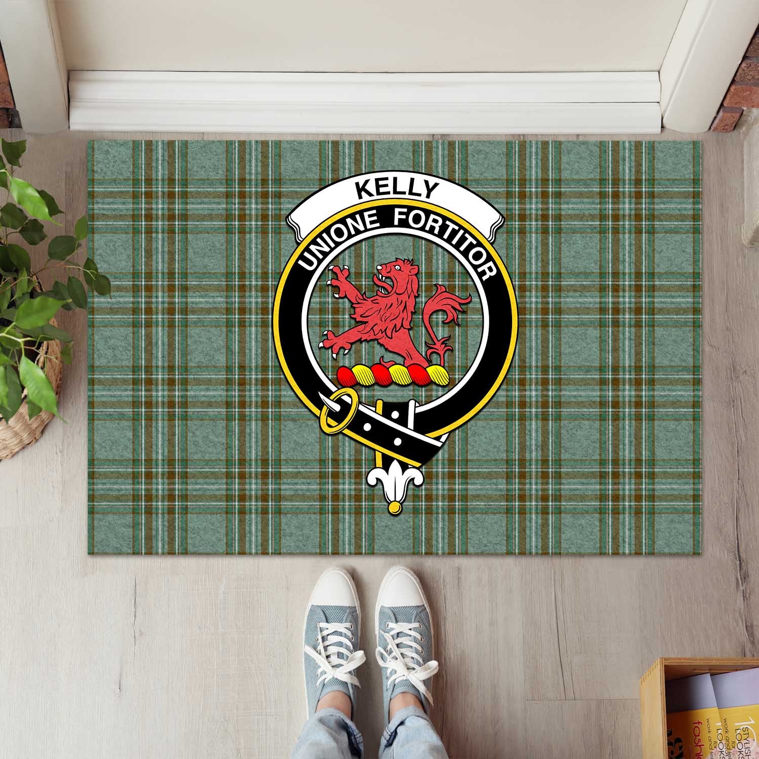 Kelly Dress Tartan Door Mat with Family Crest - Tartanvibesclothing