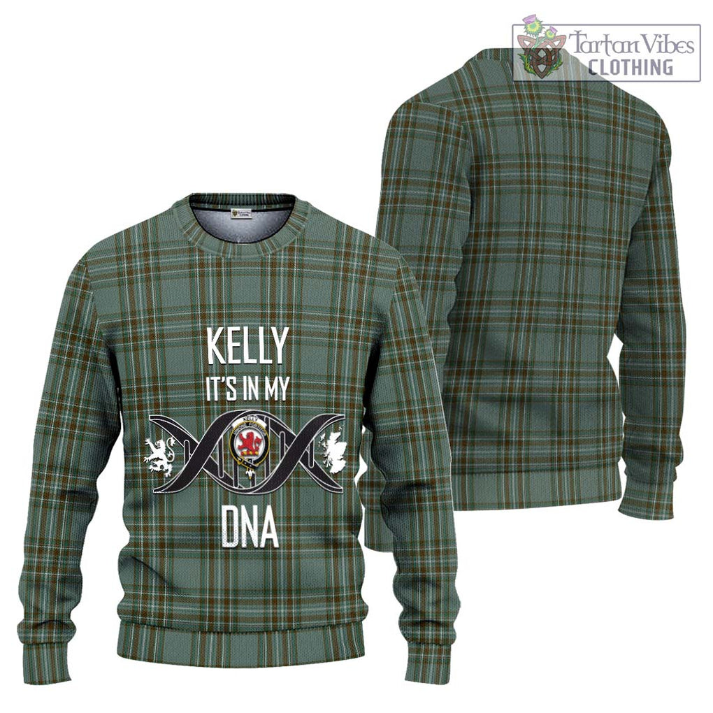 Kelly Tartan Knitted Sweater with Family Crest DNA In Me Style Unisex - Tartanvibesclothing Shop