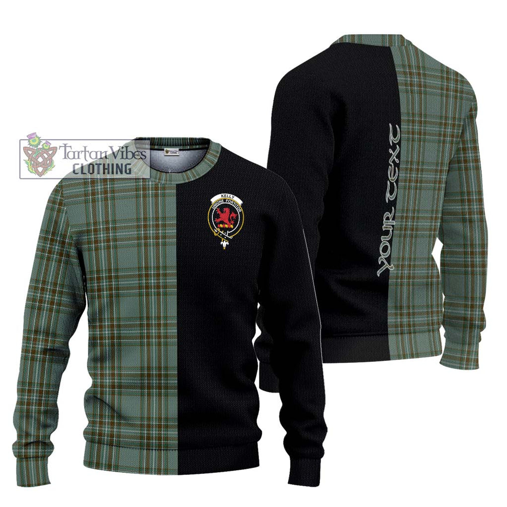 Kelly Tartan Knitted Sweater with Family Crest and Half Of Me Style Unisex - Tartanvibesclothing Shop