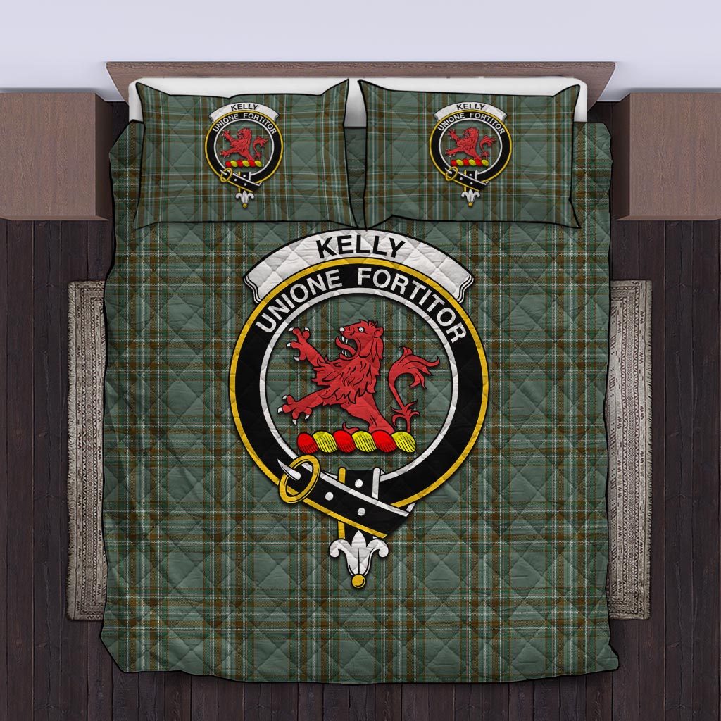 Kelly Tartan Quilt Bed Set with Family Crest Twin - Tartan Vibes Clothing