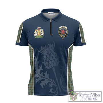 Kelly Dress Tartan Zipper Polo Shirt with Family Crest and Scottish Thistle Vibes Sport Style