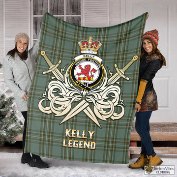 Kelly Dress Tartan Blanket with Clan Crest and the Golden Sword of Courageous Legacy