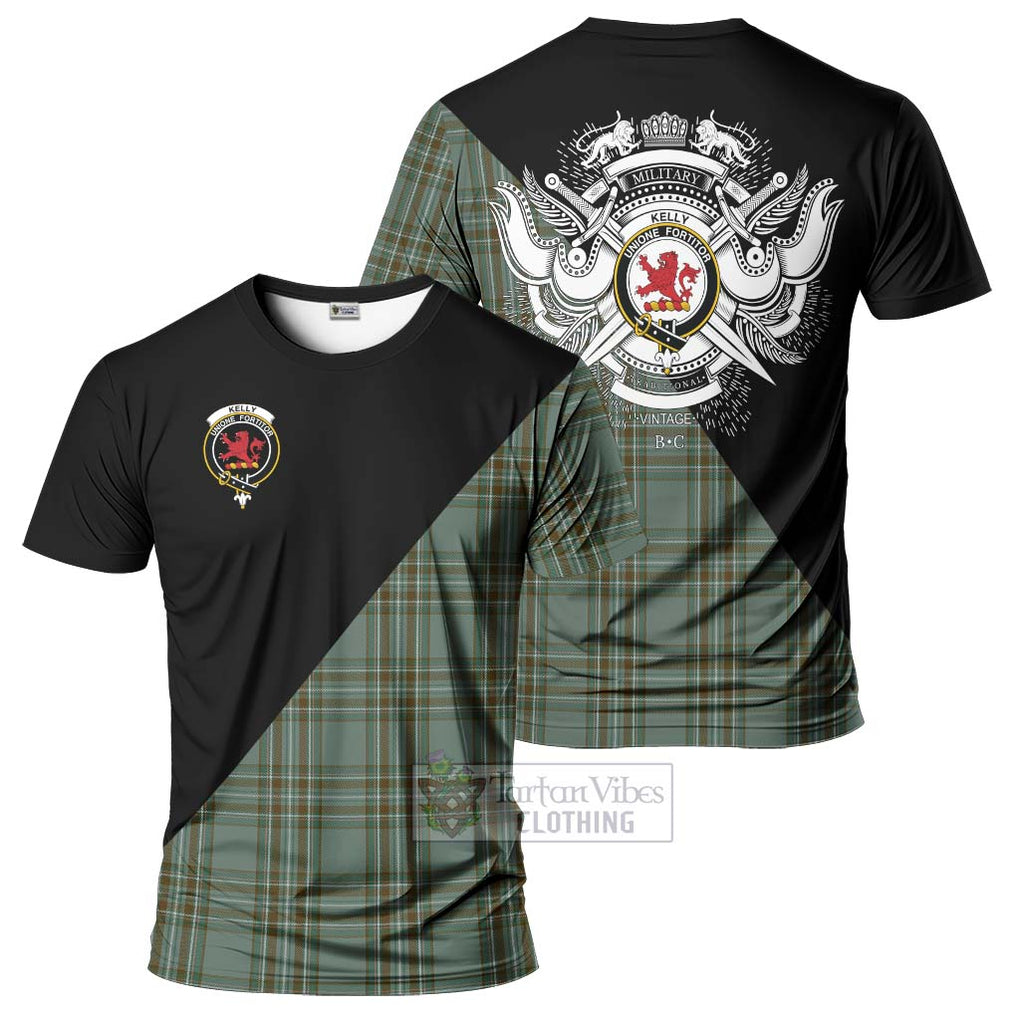 Kelly Tartan T-Shirt with Family Crest and Military Logo Style Kid's Shirt - Tartanvibesclothing Shop
