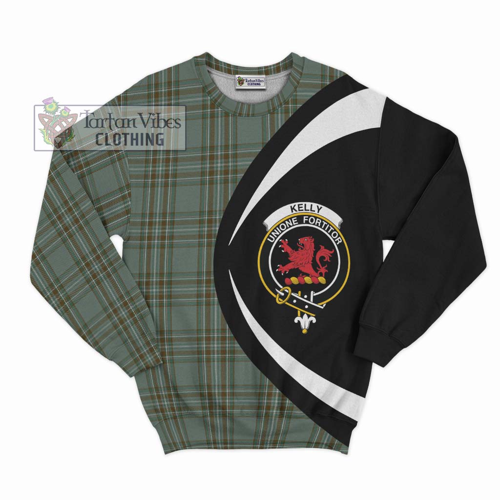 Kelly Tartan Sweatshirt with Family Crest Circle Style Unisex - Tartan Vibes Clothing
