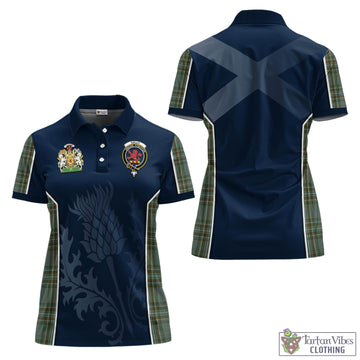 Kelly Dress Tartan Women's Polo Shirt with Family Crest and Scottish Thistle Vibes Sport Style