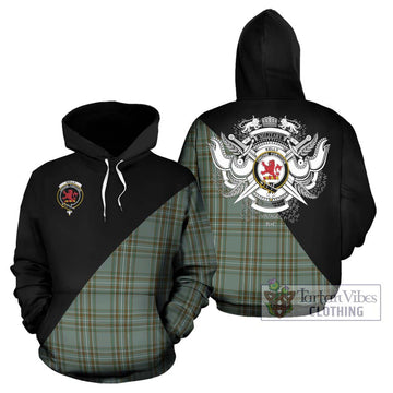 Kelly Tartan Hoodie with Family Crest and Military Logo Style Zip Hoodie - Tartanvibesclothing Shop