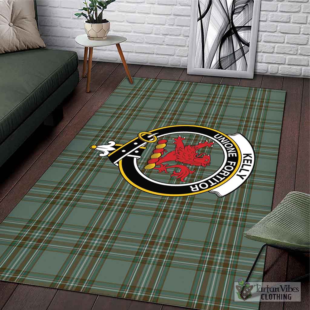Kelly Tartan Area Rug with Family Crest L 59*86 inch (150x220 cm) - Tartan Vibes Clothing