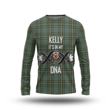 Kelly Tartan Long Sleeve T-Shirt with Family Crest DNA In Me Style Unisex - Tartanvibesclothing Shop