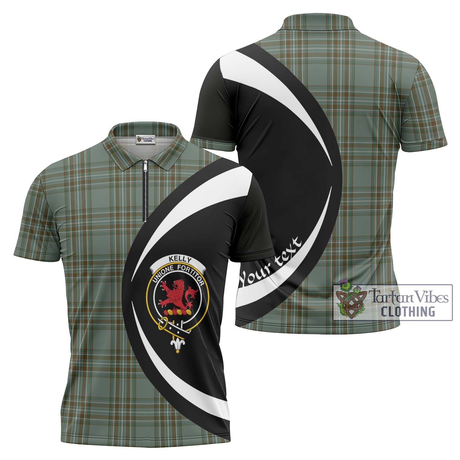 Tartan Vibes Clothing Kelly Dress Tartan Zipper Polo Shirt with Family Crest Circle Style