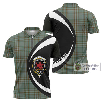 Tartan Vibes Clothing Kelly Dress Tartan Zipper Polo Shirt with Family Crest Circle Style