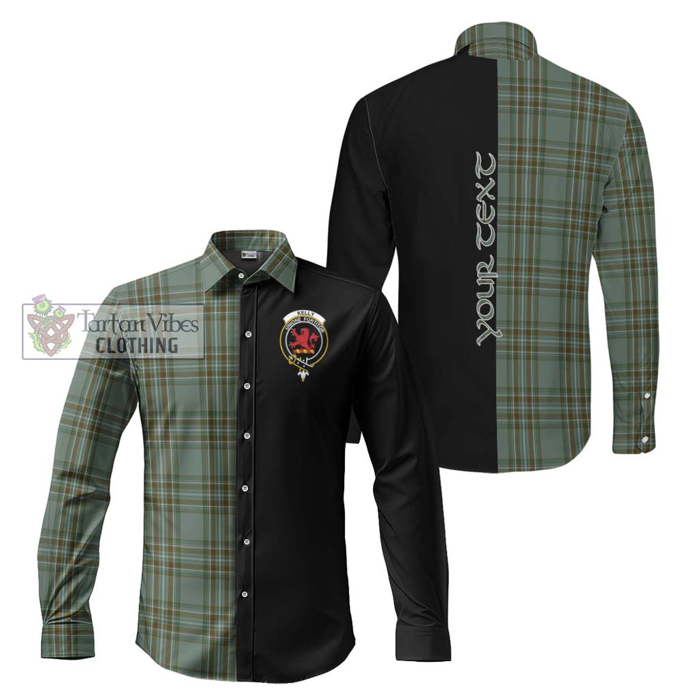 Kelly Tartan Long Sleeve Button Shirt with Family Crest and Half Of Me Style Men's Shirt S - Tartanvibesclothing Shop