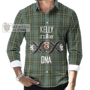Kelly Tartan Long Sleeve Button Shirt with Family Crest DNA In Me Style Men's Shirt S - Tartanvibesclothing Shop