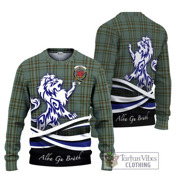 Kelly Tartan Knitted Sweater with Alba Gu Brath Regal Lion Emblem Unisex - Tartanvibesclothing Shop