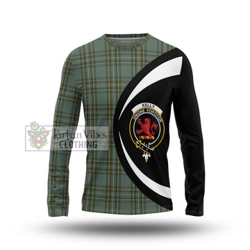 Kelly Tartan Long Sleeve T-Shirt with Family Crest Circle Style Unisex - Tartan Vibes Clothing