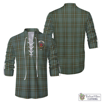 Kelly Dress Tartan Men's Scottish Traditional Jacobite Ghillie Kilt Shirt with Family Crest