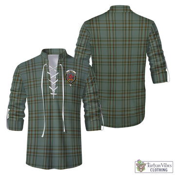 Tartan Vibes Clothing Kelly Dress Tartan Men's Scottish Traditional Jacobite Ghillie Kilt Shirt with Family Crest