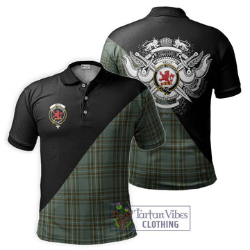 Kelly Tartan Polo Shirt with Family Crest and Military Logo Style Kid - Tartanvibesclothing Shop