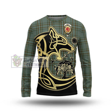 Kelly Tartan Long Sleeve T-Shirt with Family Crest Celtic Wolf Style Unisex - Tartan Vibes Clothing