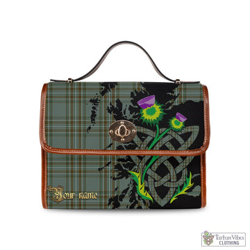 Kelly Dress Tartan Waterproof Canvas Bag with Scotland Map and Thistle Celtic Accents