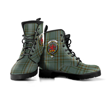 Kelly Dress Tartan Leather Boots with Family Crest