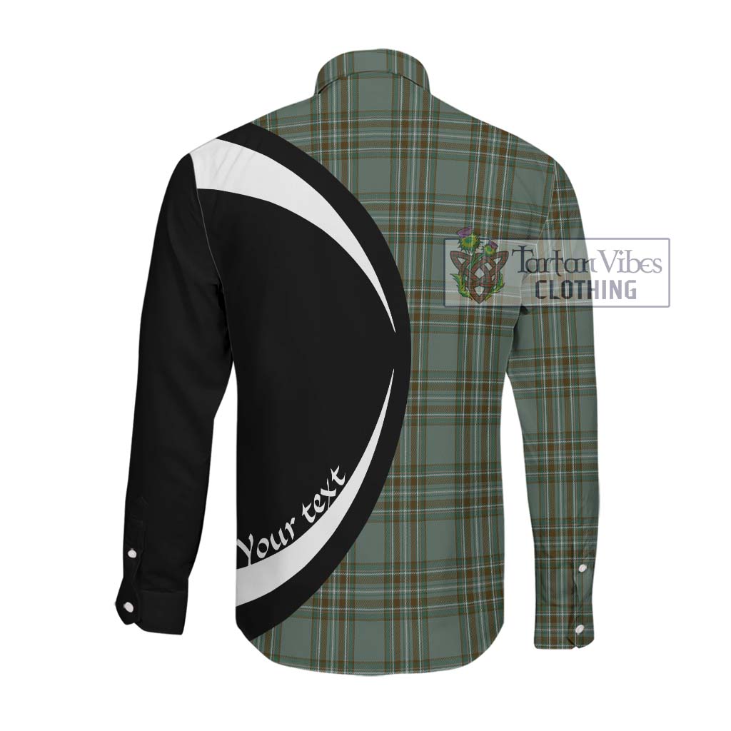 Kelly Tartan Long Sleeve Button Up with Family Crest Circle Style Men's Shirt - Tartan Vibes Clothing