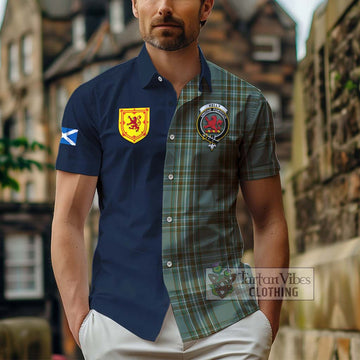 Tartan Vibes Clothing Kelly Dress Tartan Short Sleeve Button Shirt with Scottish Lion Royal Arm Half Style
