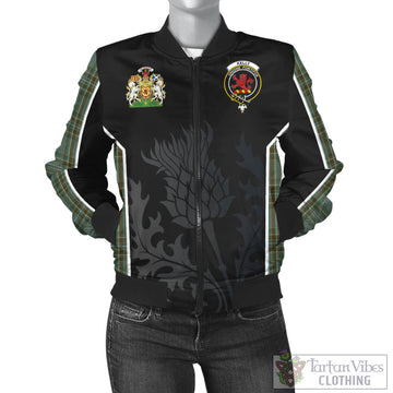 Kelly Dress Tartan Bomber Jacket with Family Crest and Scottish Thistle Vibes Sport Style
