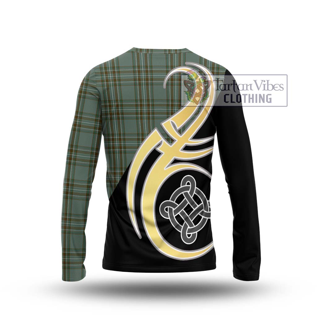 Kelly Tartan Long Sleeve T-Shirt with Family Crest and Celtic Symbol Style - Tartan Vibes Clothing