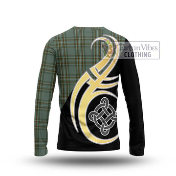 Kelly Tartan Long Sleeve T-Shirt with Family Crest and Celtic Symbol Style - Tartan Vibes Clothing