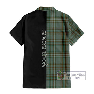 Kelly Tartan Short Sleeve Button Shirt with Family Crest and Half Of Me Style - Tartanvibesclothing Shop
