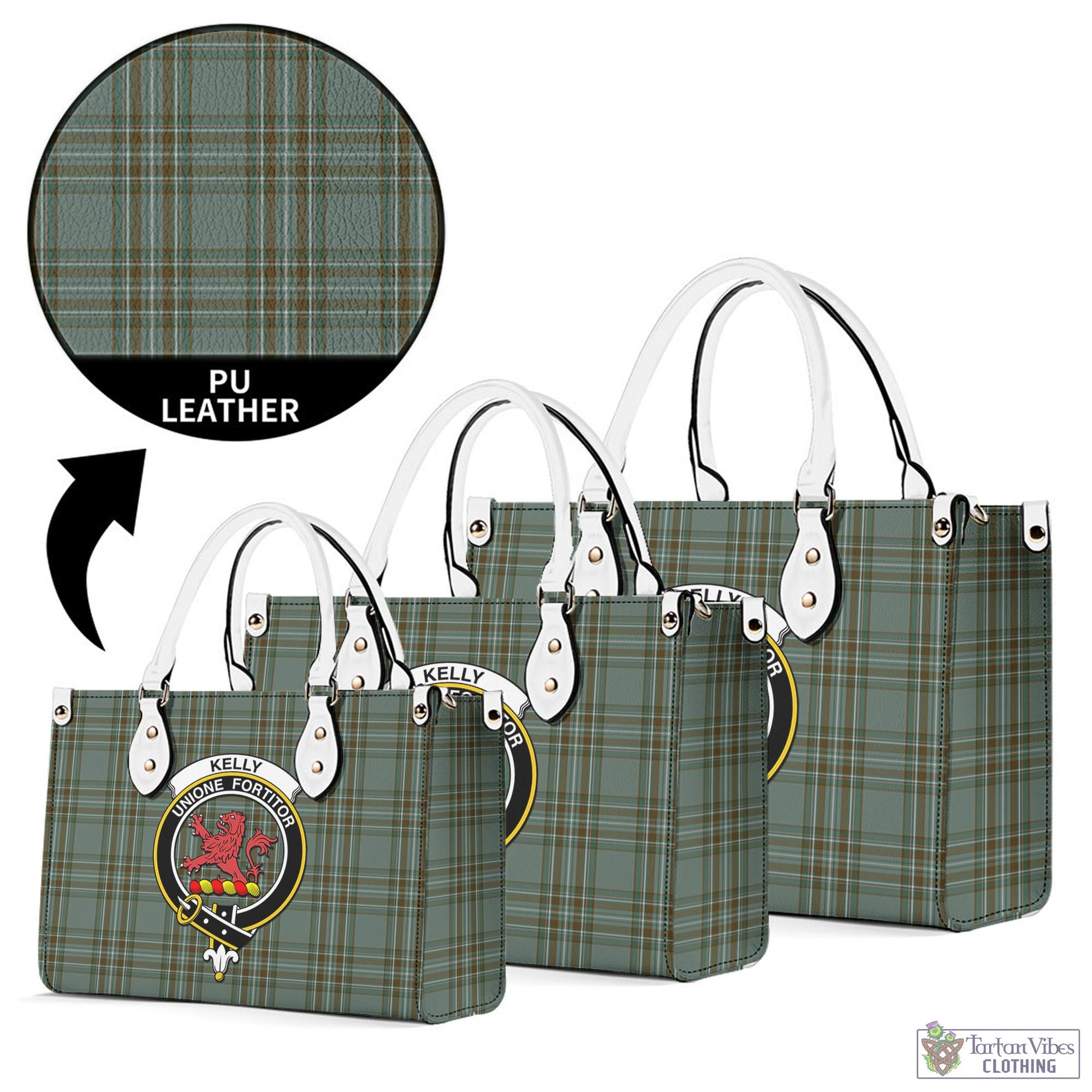 Tartan Vibes Clothing Kelly Dress Tartan Luxury Leather Handbags with Family Crest