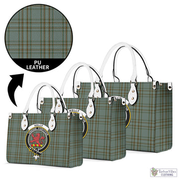 Tartan Vibes Clothing Kelly Dress Tartan Luxury Leather Handbags with Family Crest