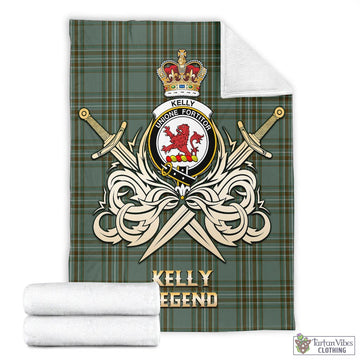 Kelly Dress Tartan Blanket with Clan Crest and the Golden Sword of Courageous Legacy