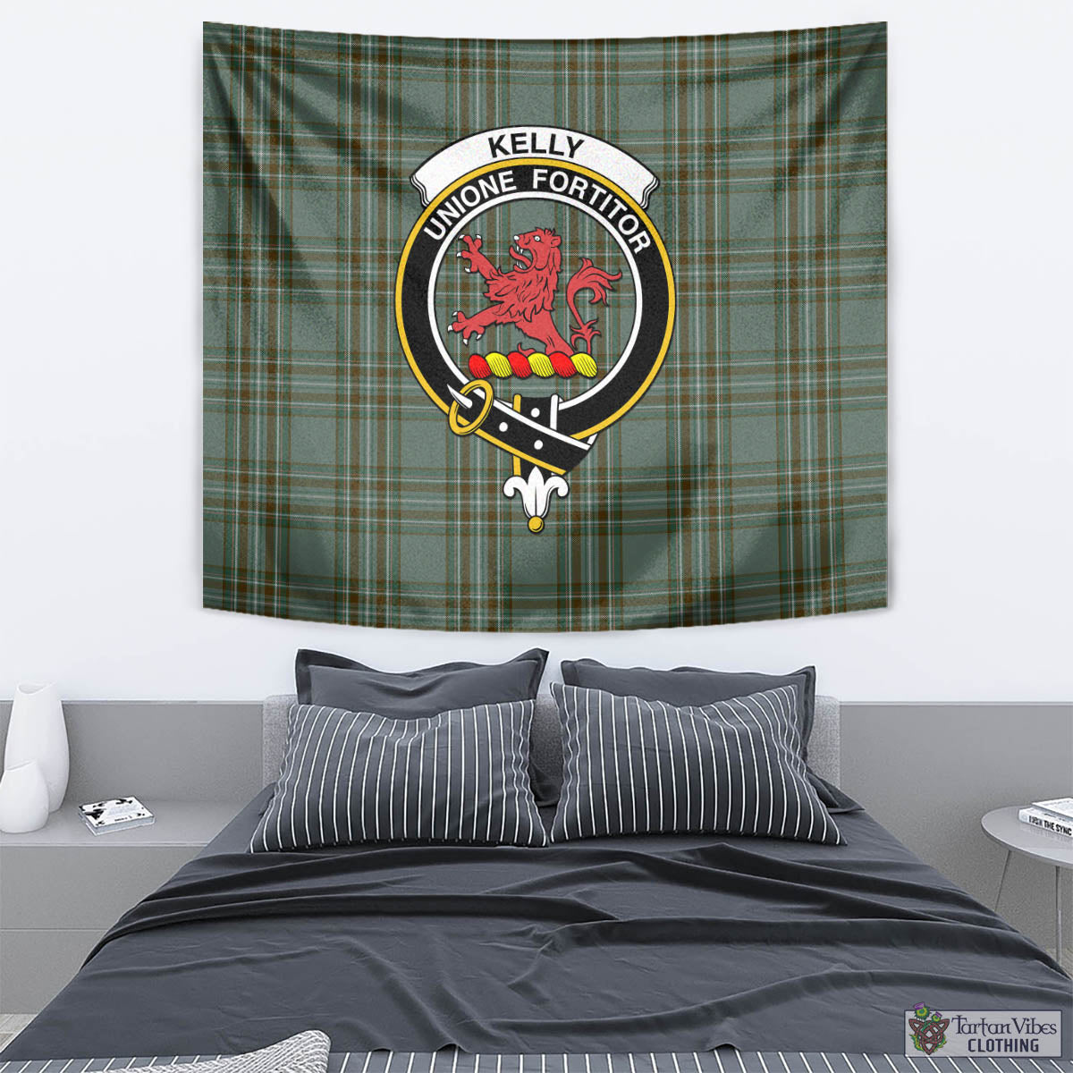 Tartan Vibes Clothing Kelly Dress Tartan Tapestry Wall Hanging and Home Decor for Room with Family Crest