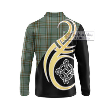 Kelly Tartan Long Sleeve Polo Shirt with Family Crest and Celtic Symbol Style - Tartan Vibes Clothing
