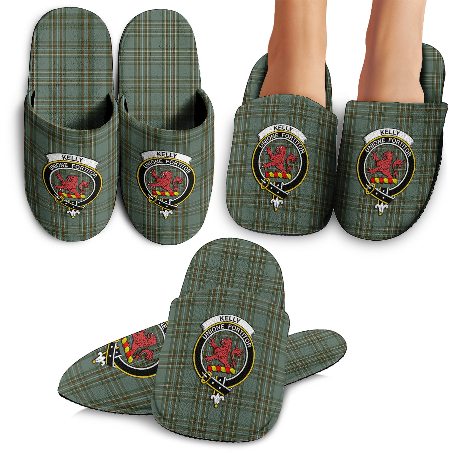 Kelly Dress Tartan Home Slippers with Family Crest - Tartanvibesclothing
