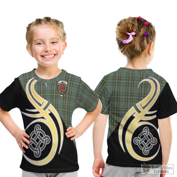 Kelly Tartan Kid T-Shirt with Family Crest and Celtic Symbol Style - Tartan Vibes Clothing