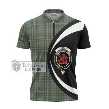 Tartan Vibes Clothing Kelly Dress Tartan Zipper Polo Shirt with Family Crest Circle Style