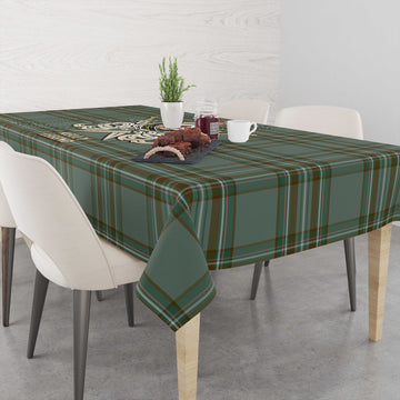 Kelly Dress Tartan Tablecloth with Clan Crest and the Golden Sword of Courageous Legacy