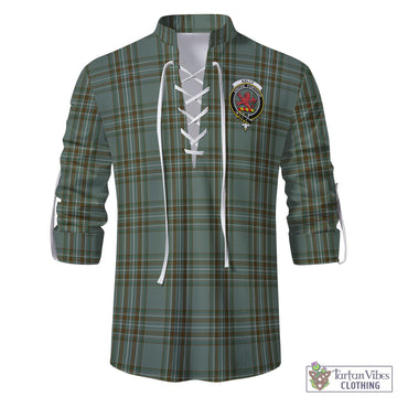 Tartan Vibes Clothing Kelly Dress Tartan Men's Scottish Traditional Jacobite Ghillie Kilt Shirt with Family Crest