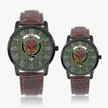 Kelly Dress Tartan Family Crest Leather Strap Quartz Watch - Tartanvibesclothing