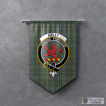 Tartan Vibes Clothing Kelly Dress Tartan Gonfalon, Tartan Banner with Family Crest