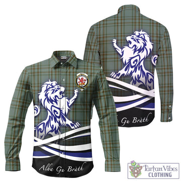 Kelly Dress Tartan Long Sleeve Button Up Shirt with Alba Gu Brath Regal Lion Emblem